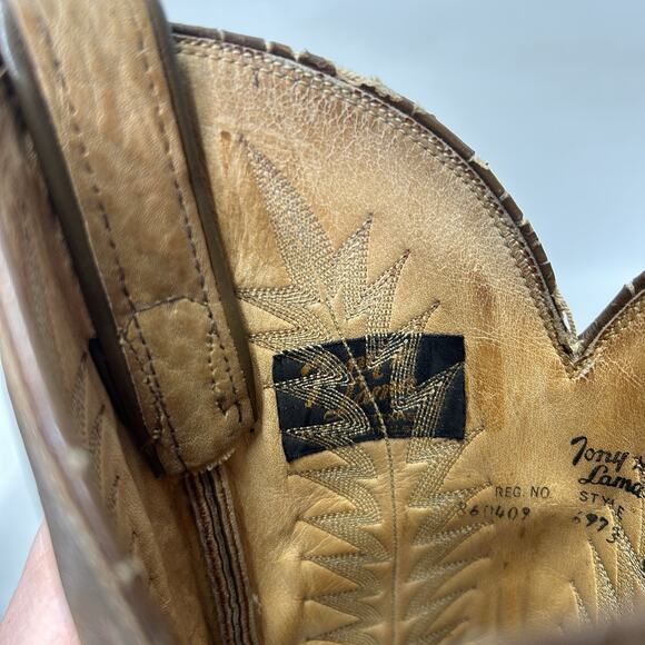 Vintage Tony Lama Two-Tone Cowboy Boots Gold Label main image 4